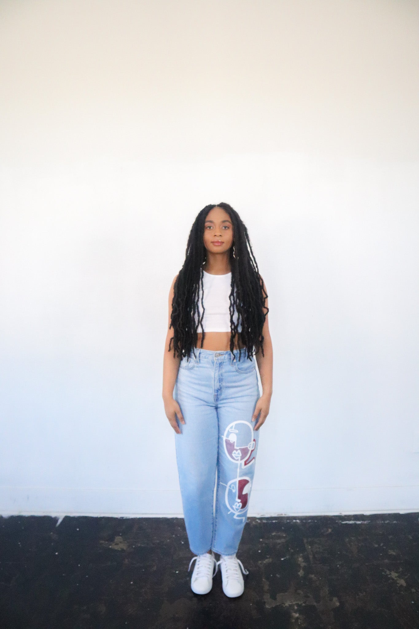 Women's Tapered Painted Denim