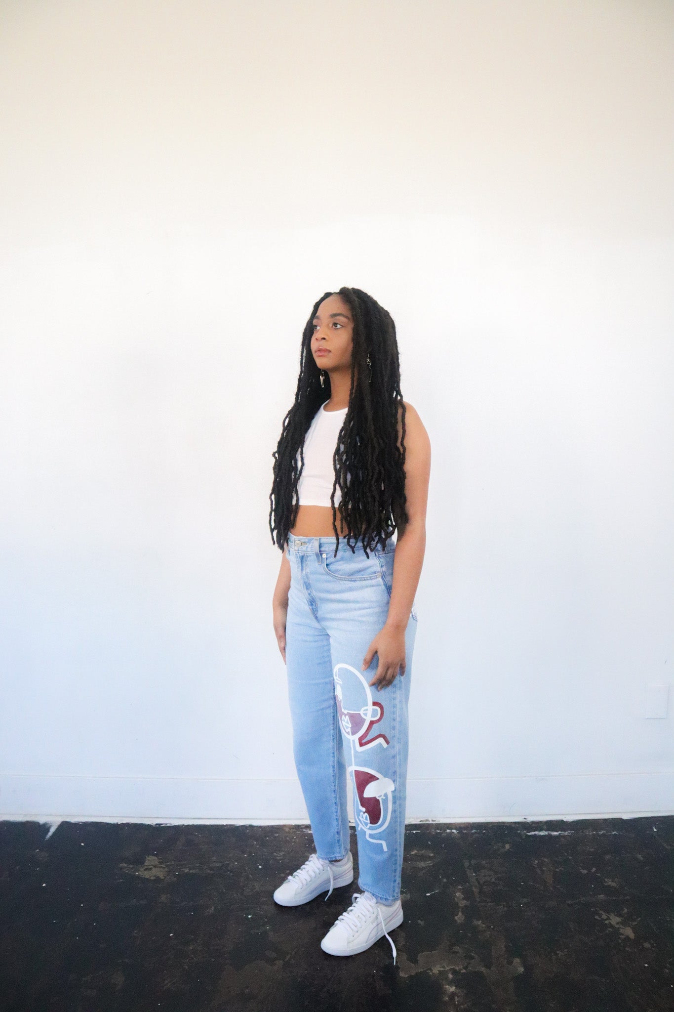 Women's Tapered Painted Denim