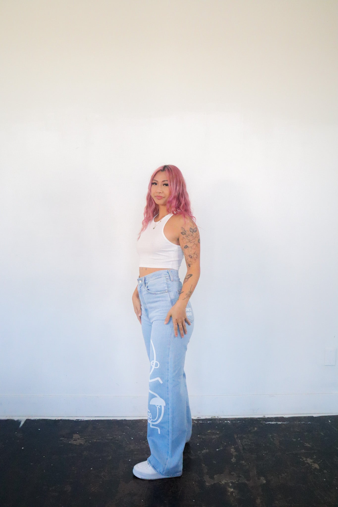 Women's Loose Painted Denim